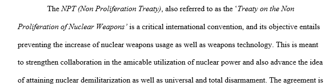 The Non Proliferation Treaty
