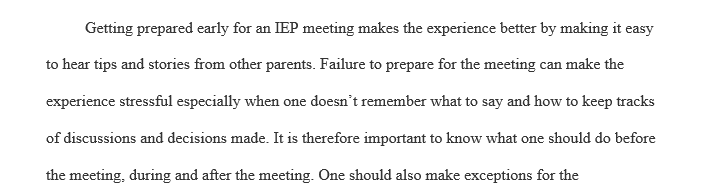 Checklist for the IEP meeting