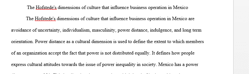 Hofstede's dimensions of culture