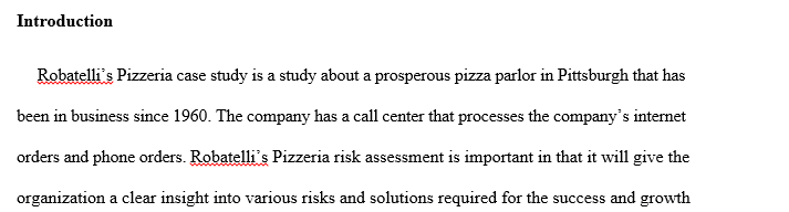Risk assessment for Robatelli's Pizzeria