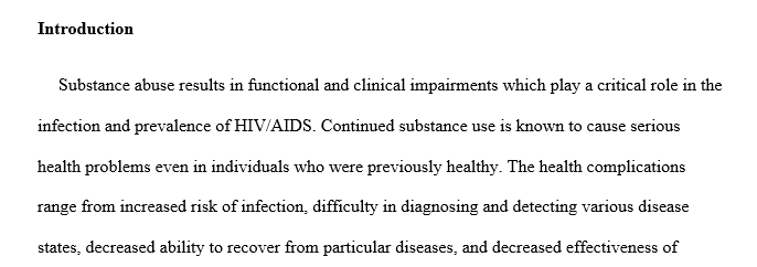 Substance use and HIV/AIDS infection