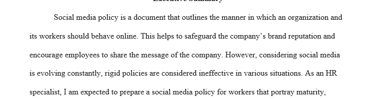 Draft a Social Media policy for the employees