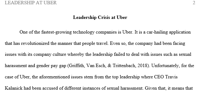 Leadership crisis at uber