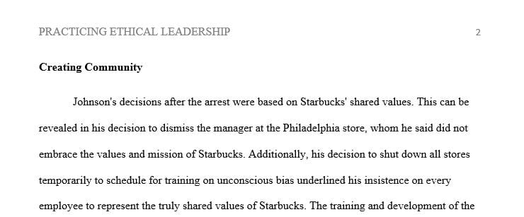 Case Study 01: The CEO of Starbucks and the Practice of Ethical Leadership 