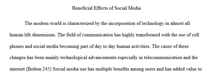Cause-effect essay: The beneficial effects of cell phone or social media use