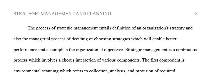 Describe and define the primary components of the Strategic Management Process.
