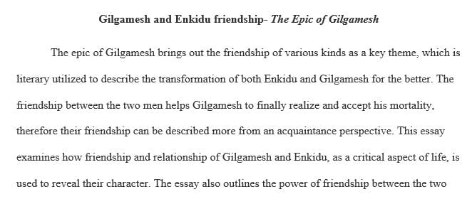 Determine the characteristics of each important entity in The Epic of Gilgamesh.