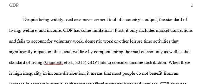 Discuss the limitations of Gross Domestic Product(GDP) as a measurement tool.