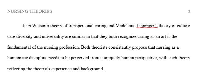 Discuss the similarities and differences between the theory by Watson and the theory by Leininger.