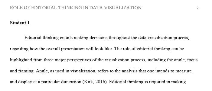 Editorial thinking is about deciding which of the many viable perspectives offered by your data you will decide to focus on.