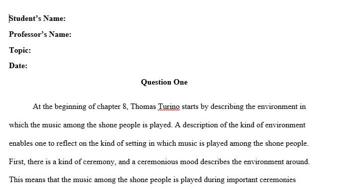 How does Thomas Turino's ethnography at the beginning of Chapter 8 help you to understand the music 