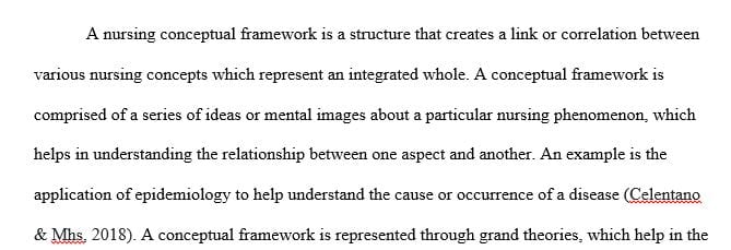 How would you tell someone the differences among a nursing conceptual framework