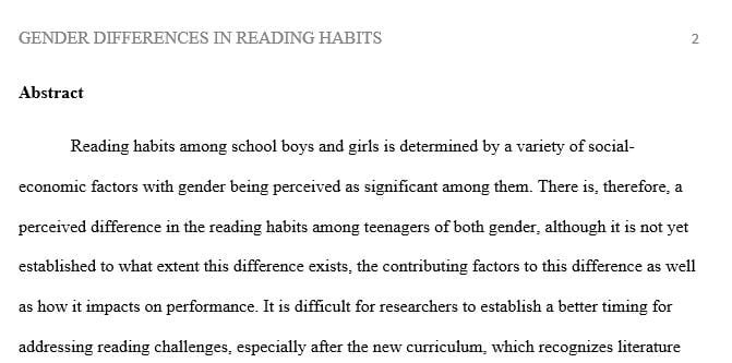 Journal article on the gender difference on reading habits.