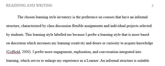 Summarize which type of learner the Learning Style Inventory labeled you.