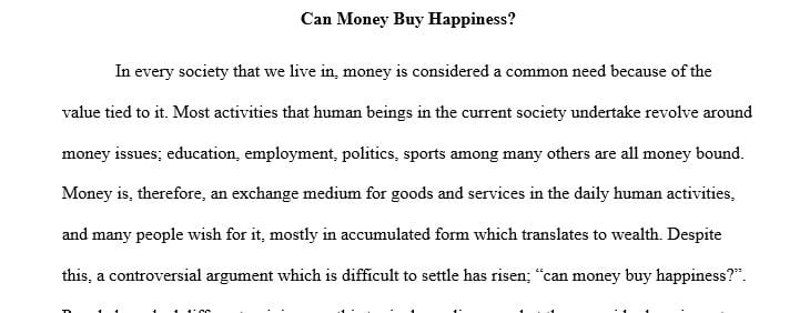 Topic: Can money buy happiness