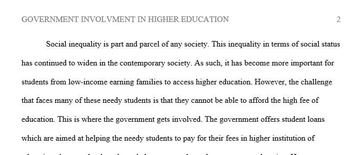 Topic: Government Involvement in Higher Education