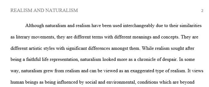 What is the difference between Realism and Naturalism