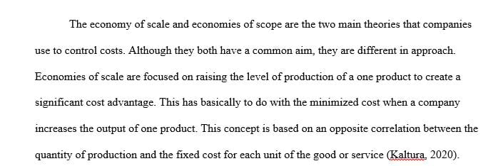 What is the key difference between an economy of scale and an economy of scope