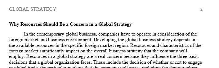 Why should resources be a concern in a global strategy