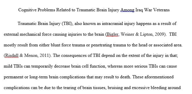Write an academic paper about Traumatic Brain Injury and its relationship to Iraq war