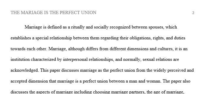 Writing an argument essay with the following title." mariage"
