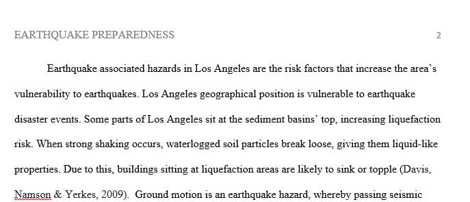 You are the Director of Earthquake Preparedness for Los Angeles.
