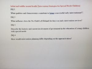 Learning and planning; intervention strategies for special needs children