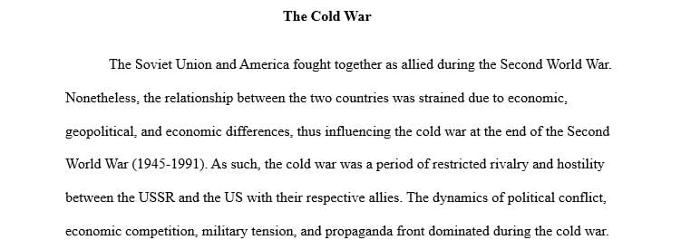 2 pages history essay on  the cold war