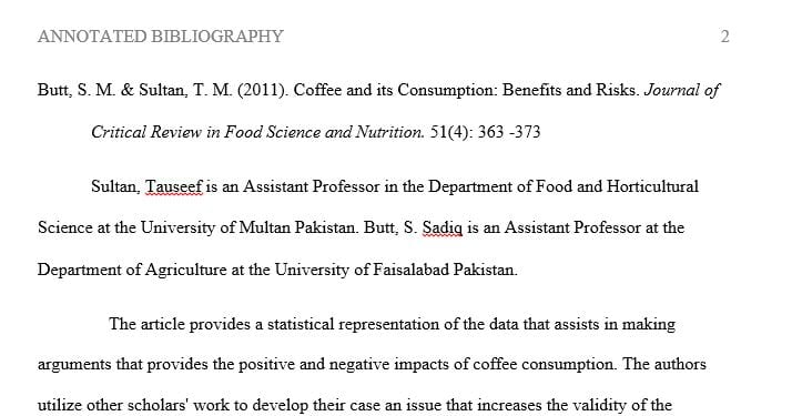 5 annotated bibliography and source evaluations about coffee consumption causes a healthy risk to individuals.