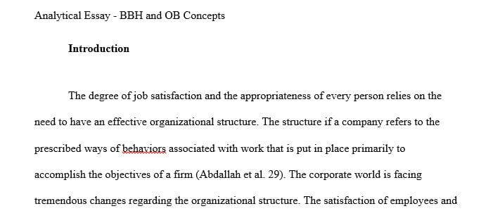 Analytical and comparative assessment of Brown Brothers Harriman (BBH) in terms of Organization Behaviour concepts.