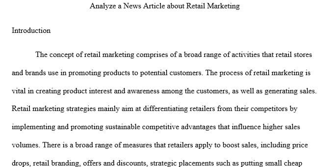 Analyze a news article about retail marketing（Retail Marketing）