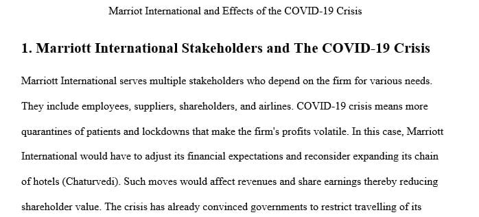 Analyze the organization's stakeholders as it relates to the COVID-19 crisis.