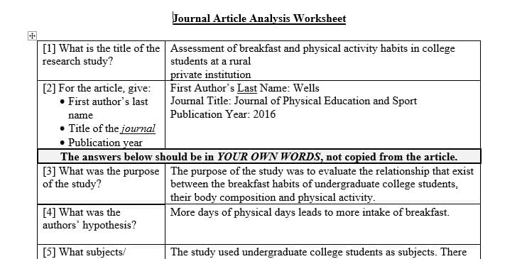 Assessment of breakfast and physical activity habits in college students at a rural private institution