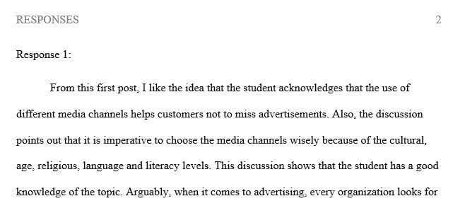 Comments from the classmate about media mix of marketing.