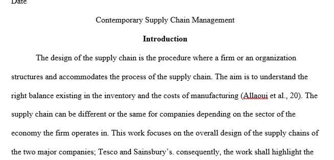 Compare the two supply chains in terms of the design of the supply chain efficiency and agility of the supply chain