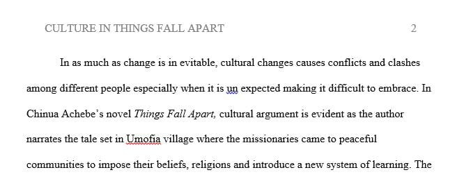 Comparison-Contrast of Cultural Perspectives in Chinua Achebe’s Things Fall Apart