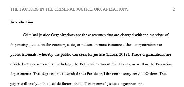 Criminal Justice Organizations and Outside Factors