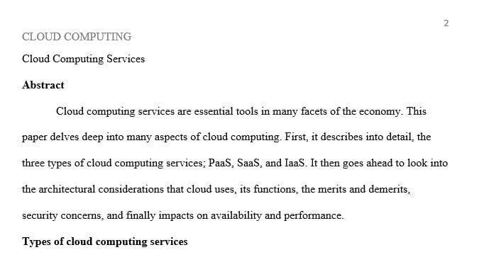 Describe at least 3 types of cloud computing service categories