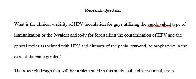 Develop a research question to investigate HPV
