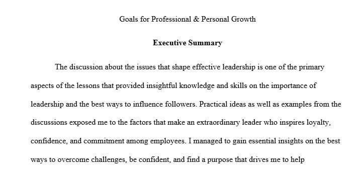 Develop strategies for becoming a more effective leader, creating preliminary plans for professional and personal growth