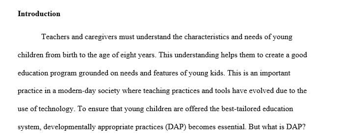 Developmentally Appropriate Practice (DAP) for Early Childhood Education