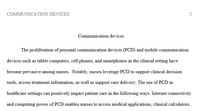 Discuss personal communication devices and their use in healthcare