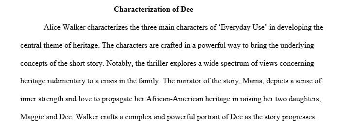 Essay 2: The Characterization of Dee in Alice Walker’s “Everyday Use”