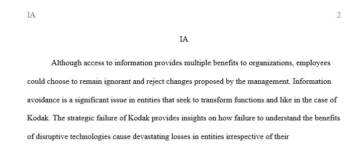 Examine the potential for the ostrich effect at Kodak in relation to the switch from paper to digital camera products