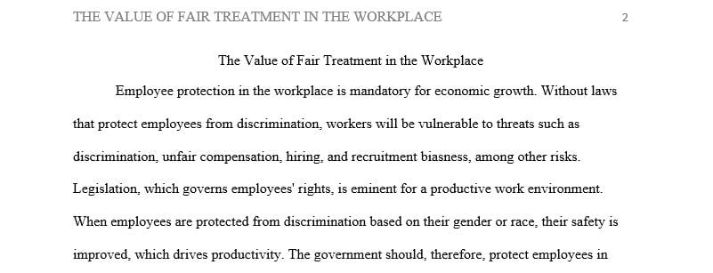 Explain recent legislation that helps to protect employees from discrimination in the workplace.