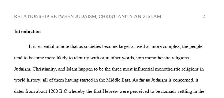 Explain the historical relationship between Judaism, Christianity and Islam.