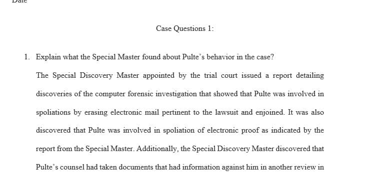 Explain what the Special Master found about Pulte’s behavior in the case