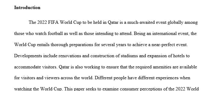 Hospitality and Understanding Consumer in the FIFA World Cup 2022 in Qatar