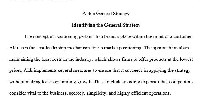 Identify Aldi’s general strategy it uses for positioning