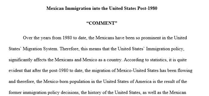 Identify two specific topics that deal with Mexican immigration to the United States post-1980.
